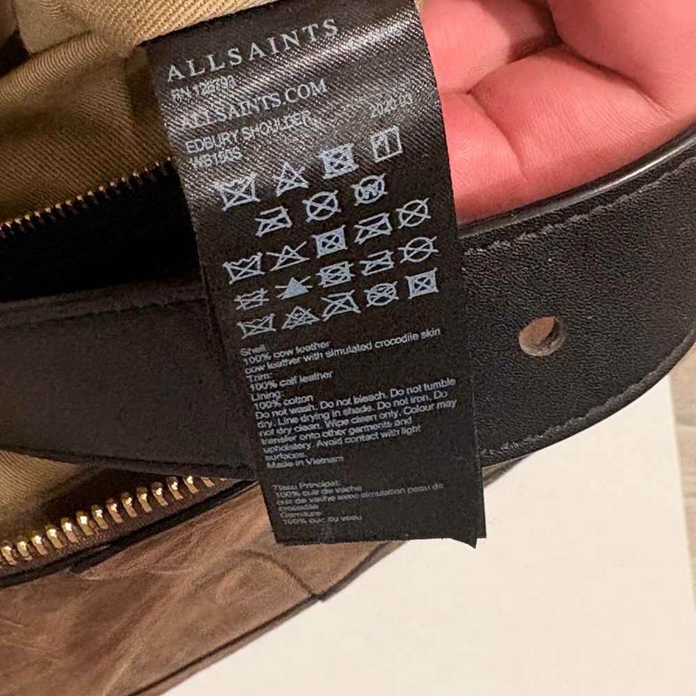 ALL SAINTS Edburry Shoulder Bag Cow Leather Mocha Color - Picture 7 of 10